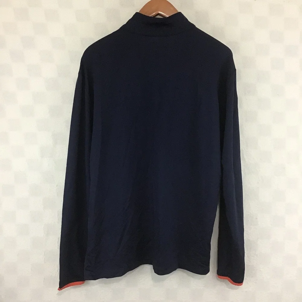 Callaway Weather Series Mens XL Navy Blue Orange Stripe Quarter Zip Pullover